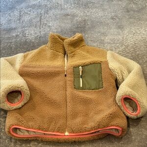 ZARA FLEECE Kids Tan and Cream Jacket SIZE 8